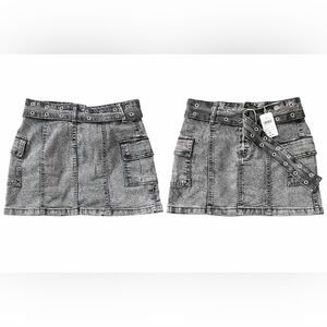 Windsor Black Denim Mini Skirt with Belt